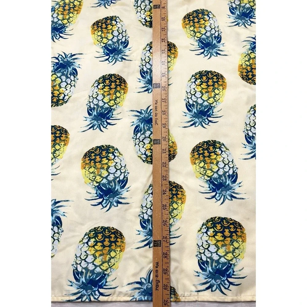 Banana Republic Shirt Mens Large Slim Fit Linen Cotton Floral Tropical Pineapple